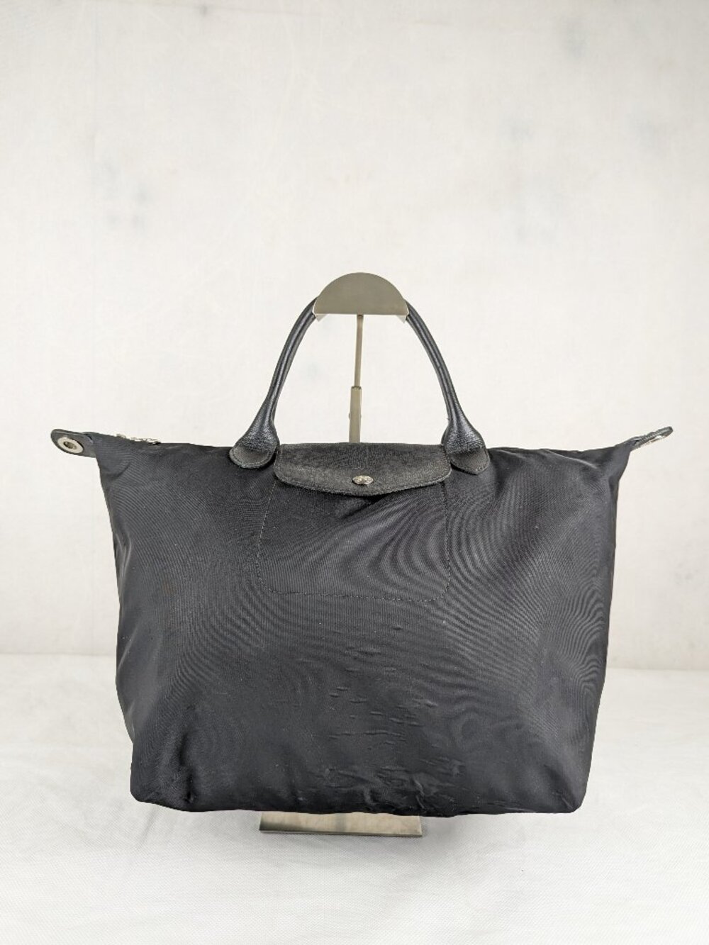 Longchamp Le Pliage black Nylon Tote Pre Owned Handbag Lightweight Foldable Bag